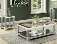 Table basse de luxe en diamant concassé, rectangulaire, miroir, table centrale, table à thé, vente en gros