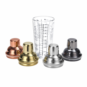Glazen <span class=keywords><strong>shaker</strong></span> met maatverdeling voor cocktailbar & sapblender, zilverkleurig, merk LATROU, inclusief doos. - Product Image 1