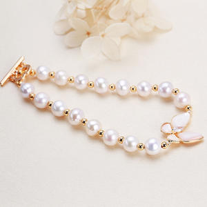 Bracelet en perles de montagne de Zhuji, vente en gros de bijoux, bracelet papillon Beimu, bracelet en perles d'eau douce véritable fait à la main, plaqué or cuivre - Product Image 3
