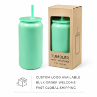 Bouteille d'eau isotherme en acier inoxydable personnalisée avec logo, 480 ml (16 oz), avec paille – Vente en gros