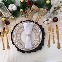 Assiettes de présentation rondes noires en plastique PP de 13 pouces, 100 pièces, pour événements, mariages, fêtes et dîners, style minimaliste personnalisé