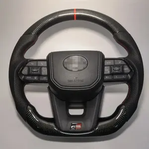 Upgrade300 GR Style Carbon Fiber Steering Wheel For Toyota LAND CRUISER 200 LC200 FJ200 Black Button Steering Wheel 2008 2021