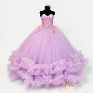 Mumuleo Lavendel Quinceanera Jurken 2024 Meisjes Prom Jurken Applique Kant Cinderella Verjaardag Prinses Vestidos De Sweet 15 Anos