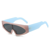 Lunettes de soleil tendance à monture large bicolore de luxe, style street punk, pour femmes et hommes, idéales pour le dropshipping et le hip-hop