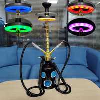Lampe LED annulaire moderne en plastique laqué de 6 pouces pour chicha avec télécommande et base lumineuse RGB