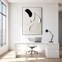 Peinture texturée 3D noir et blanc, art mural neutre, peinture à l'huile abstraite, décoration murale contemporaine, art minimaliste pour entrée
