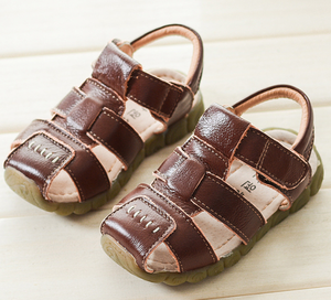 Summer Children's Leather Sandals Non-slip Soft Bottom Toddler Shoes Boys Korean <b>Wrapped</b> <b>Head</b> Beach Sandals Shoes - Product Image 2