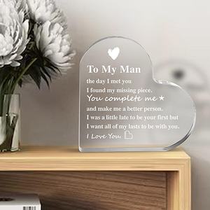 My Man Gift 3.9 ''x 3.9'' Acrylique Heart Keeke I Love You Statement Him Birthday Wedding Anniversary Valentine's Day Display Rack - Product Image 5
