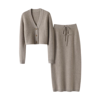 Ensemble jupe cardigan en tricot cachemire pour femme Jupe slim pour printemps été