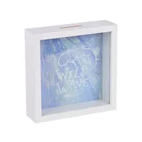 Coffre-fort en verre en bois imprimé simple, personnalisé, cadre de tirelire, boîte d'ombre 3D pour enfants