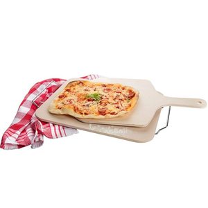 Bandeja Rectangular Refractaria para Pizza de Cerámica Beige de 38x30 cm con Asas para Horno - Product Image 4