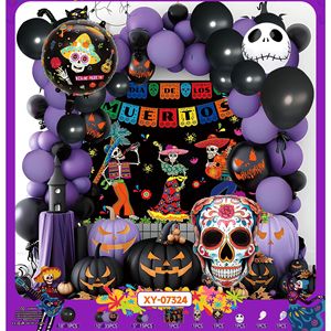 Set de Globos de Halloween al por Mayor, Globos de Látex con Diseño de Calavera, Decoración para Fiestas del Día de los Muertos, Tamaños Variados - Product Image 2