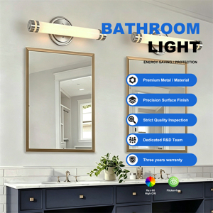 Minimalist Modern Cylindrical Anti-rust Silver Iron <strong>LED3000k</strong> Daylight IP20 Waterproof CRI80 50000 Hours Bathroom Sink Wall Lamp - Product Image 3
