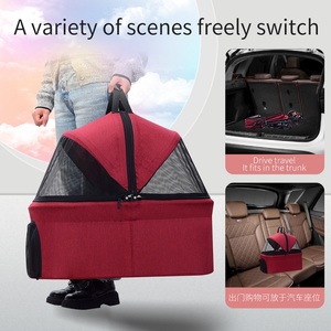 Poussette pliable à 4 roues pour chat et <span class=keywords><strong>chien</strong></span> avec panier de rangement pour petits et moyens chats ou chiens 2 en 1 <span class=keywords><strong>Landau</strong></span> pour chaton - Product Image 5
