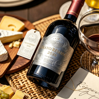 Etiqueta de Vino Metálica de Marca de Lujo Personalizada, Etiqueta de Aluminio Dorado en Relieve para Vino Tinto y Whisky