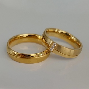Love-anillos de boda chapados en oro de 18k para parejas, joyería de acero inoxidable, anillos para parejas - Product Image 2