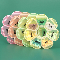 SUNSHING Boîte de rangement pour pilules ronde en plastique avec logo personnalisé, 7 jours, pour les compléments alimentaires et les vitamines