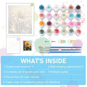 Sunflowers Still Life Painting by Numbers with <strong>Frames</strong> Brushed Acrylic <strong>Paint</strong> Eco-friendly Linen Canvas Rectangle for Home Decor - Product Image 6