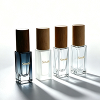 Flacons de parfum carrés en verre couleur personnalisée avec bouchon en bois, finition mate dégradée, 5ml/10ml, vides, rechargeables, pour voyage