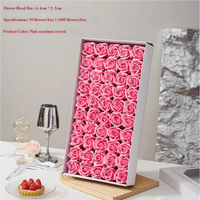 Aierflorist Fleurs artificielles en savon en forme de rose, 3 couches, 6,6*5,2 cm, 50 pièces, têtes de fleurs en savon faites à la main, souvenir pour mariage et anniversaire