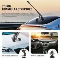 Support de fixation rapide en alliage d'aluminium à triple ventouse NEEWER CA065 avec bras magique, adaptateur pour caméra d'action, système de montage pour voiture
