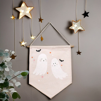 Drapeau triangulaire personnalisable en toile de coton durable, impression numérique, bannière avec logo personnalisé, décoration murale en bois et tissu