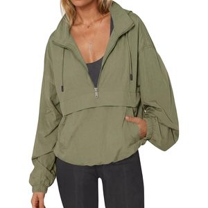 Veste coupe-vent légère à capuche et fermeture éclair quart de tour pour femme, imperméable, vêtements de randonnée en plein air - Product Image 1
