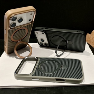 เคสโทรศัพท์แบบแม่เหล็กคาร์บอนไฟเบอร์สำหรับ iPhone 17 Air 17 ฝาหลังพร้อมที่ยึดหมุนได้ 360 องศาสำหรับ iPhone 17 16 15 - Product Image 2