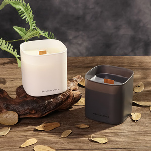 Bougies parfumées LANJO en cire de soja dans un bocal en verre écologique avec mèche en bois, vente en gros, étiquette privée personnalisée, bougie carrée sans fumée - Product Image 5
