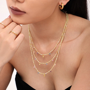 <span class=keywords><strong>Collier</strong></span> de perles en pierre naturelle colorée pour femme, en <span class=keywords><strong>acier</strong></span> <span class=keywords><strong>inoxydable</strong></span> plaqué or 18 carats, avec pendentif zircon Dopamine, bijoux inaltérables - Product Image 3