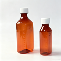 Bouteille en plastique PET ambré avec échelle graduée, vide, pour sirop contre la toux, médicament liquide oral, plusieurs tailles disponibles