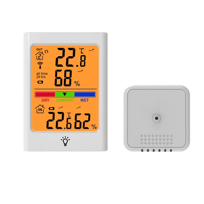屋外屋内温度計デジタルLCD温度センサー湿度計屋外ワイヤレス温度計