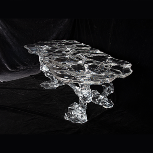 Table basse de jardin moderne en pierre de rivière ronde de <span class=keywords><strong>grande</strong></span> taille, en marbre noir irrégulier en acrylique personnalisé pour hôtel Villa - Product Image 4