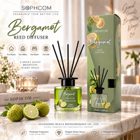 Collection de diffuseurs à bâtonnets 120 ml en marque blanche, huile parfumée florale fruitée avec flacon en verre pour marques de décoration intérieure