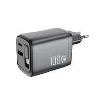 Chargeur GaN 100W PD Super Rapide avec Ports QC3.0 Type-C et Câble Magnétique Rétractable pour Tablette et Mobile