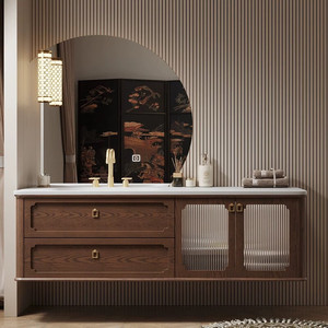 Medieval style bathroom cabinet slate ceramic seamless integrated basin wash basin wash basin cabinet - Product Image 2