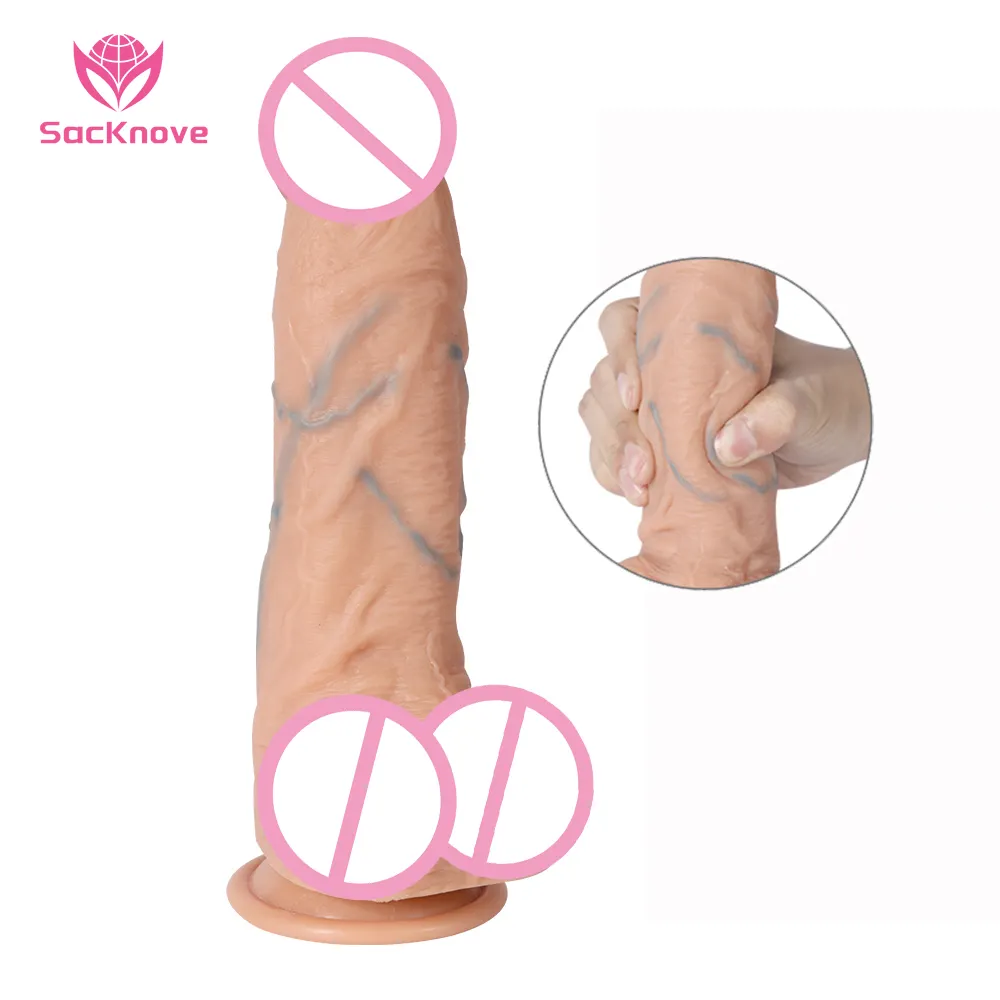 SacKnove Hochwertige weibliche Masturbation simulation 9 Zoll lebensechter künstlicher Penis Realistischer Dildo für Frauen Sexspielzeug