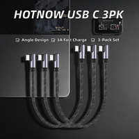 Cable USB C a USB C en Ángulo Recto de 0.3m 30cm PD 65W Tipo C USB 2.0 de Carga Rápida para Teléfono Móvil