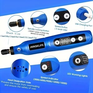 JANGKLIFE <span class=keywords><strong>Mini</strong></span> perceuse électrique rechargeable par USB, ensemble d'outils pratiques pour le bricolage, outils multifonctionnels de meulage et de polissage léger à 5 niveaux - Product Image 6