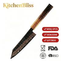 Cuchillo de Cocina KitchenBliss Vg10, Diseño Tricolor en Relieve, Cuchillo Japonés de Chef Kiritsuke, Cuchillo para Frutas