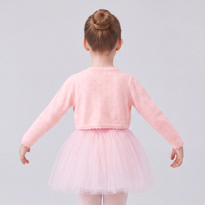 Cardigan de ballet pour filles, pull léger à manches longues, avec nœud sur le devant, pour la danse - Product Image 2