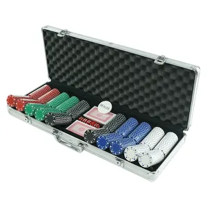 500 Pp Plastic Poker Chips With Silver Aluminum Case Set Include 2 Sets Poker Cards And 1 White Dealer