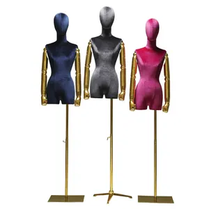 服装店展示服装形式躯干模特女人体模型女上身天鹅绒半身女人体模型