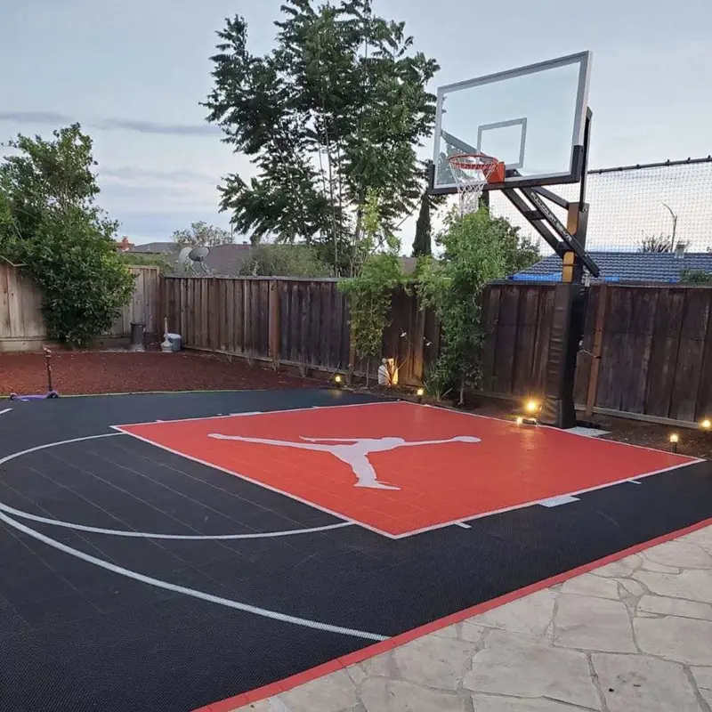 Piso antiderrapante para quintal, piso de plástico para esportes, piso de basquete ao ar livre, 24x26 pés, com design livre