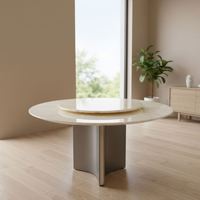 Ensemble de table à manger en marbre de luxe avec plateau tournant au design minimaliste italien moderne