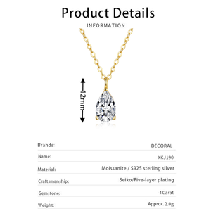 Collana in Argento Sterling 925 Placcato <span class=keywords><strong>Oro</strong></span> 14k con Moissanite Taglio Pera da 1 Carato, Colore <span class=keywords><strong>D</strong></span>, Purezza VVS, Taglio Eccellente, Anallergica e Senza Nichel - Product Image 5
