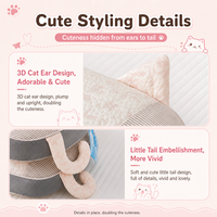 Oreiller FULAN en tissu à pois rafraîchissant, motif chat mignon brodé et design en forme de chat, garnissage en coques de sarrasin