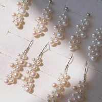 Boucles d'oreilles pendantes en perles d'eau douce de 2-3 mm et 4-5 mm, plaquées or, faites à la main, perles blanches de qualité AAAA, Tianmeng