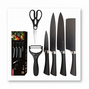 Ensemble de couteaux en acier inoxydable 6 pièces de qualité supérieure avec poignée antidérapante ergonomique pour couper la viande et trancher la cuisson Logo personnalisable - Product Image 1