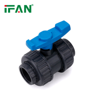 Vanne à boisseau sphérique UPVC à double union, haute pression, DIN ANSI, 1/2\"-4\", sur mesure, vente en gros, usine IFAN